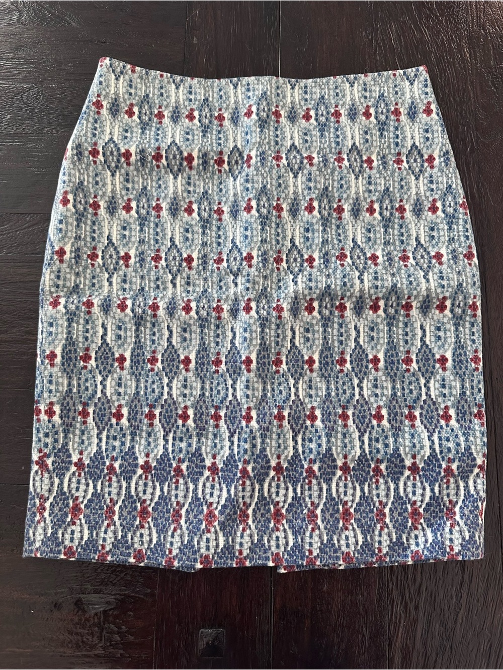 LOFT Blue & Red Tweed Pencil Skirt size 8